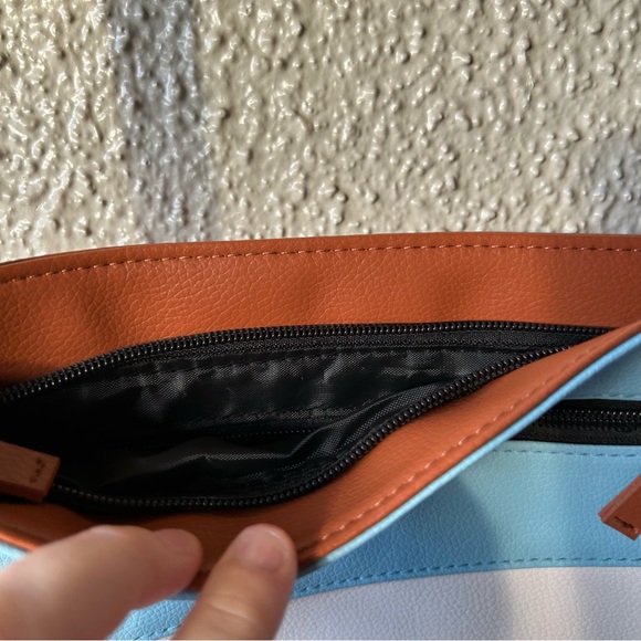 doTERRA Cross Body Adjustable Bag Purse  Blue White Brown Color Block NEW - Picture 4 of 11